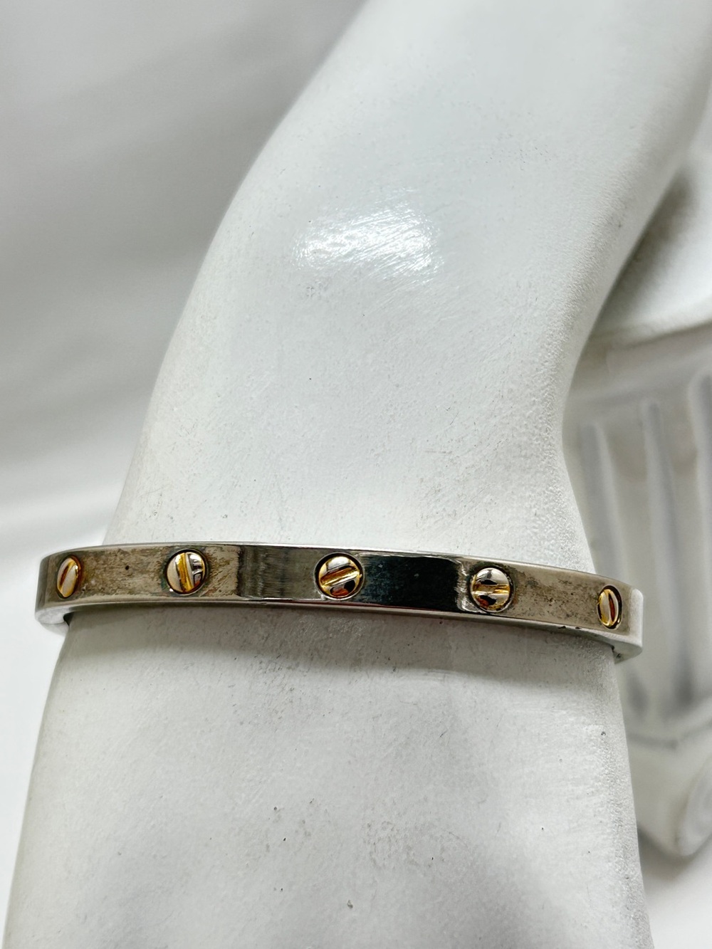 Mixed Metal, Gold And Silver Hinged Love Bracelet